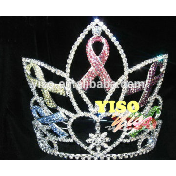 large pageant crystal ribbon queen style tiara crown